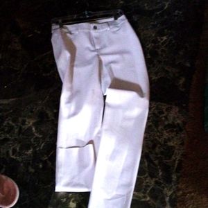 Ecru hi rise nylon spandex jeans